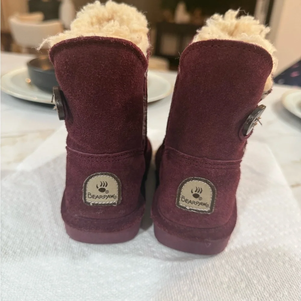 BearPaw Maroon Suede Boots with Shearling - Picture 3 of 8